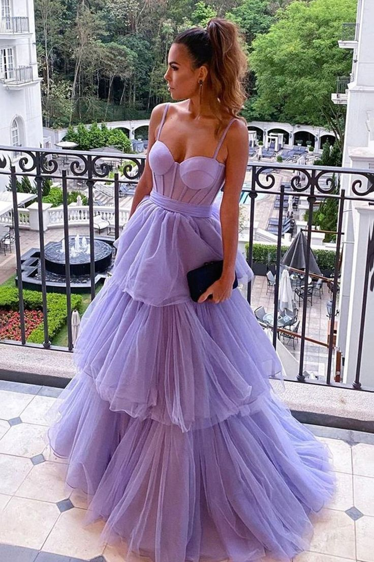 Lavender Puffy Prom Dresses