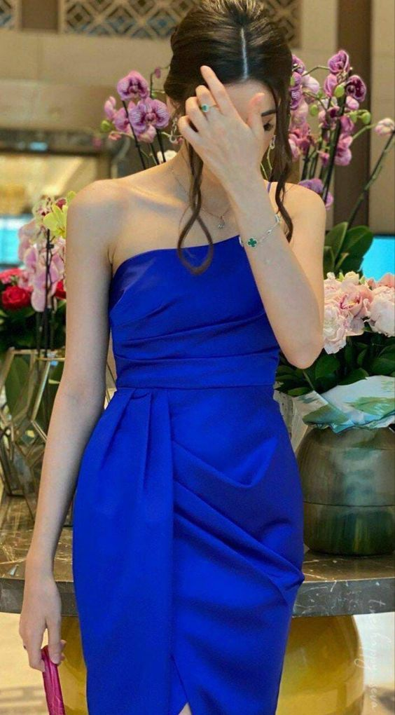 Royal Blue Slit Prom Dress Evening Dress SH1029