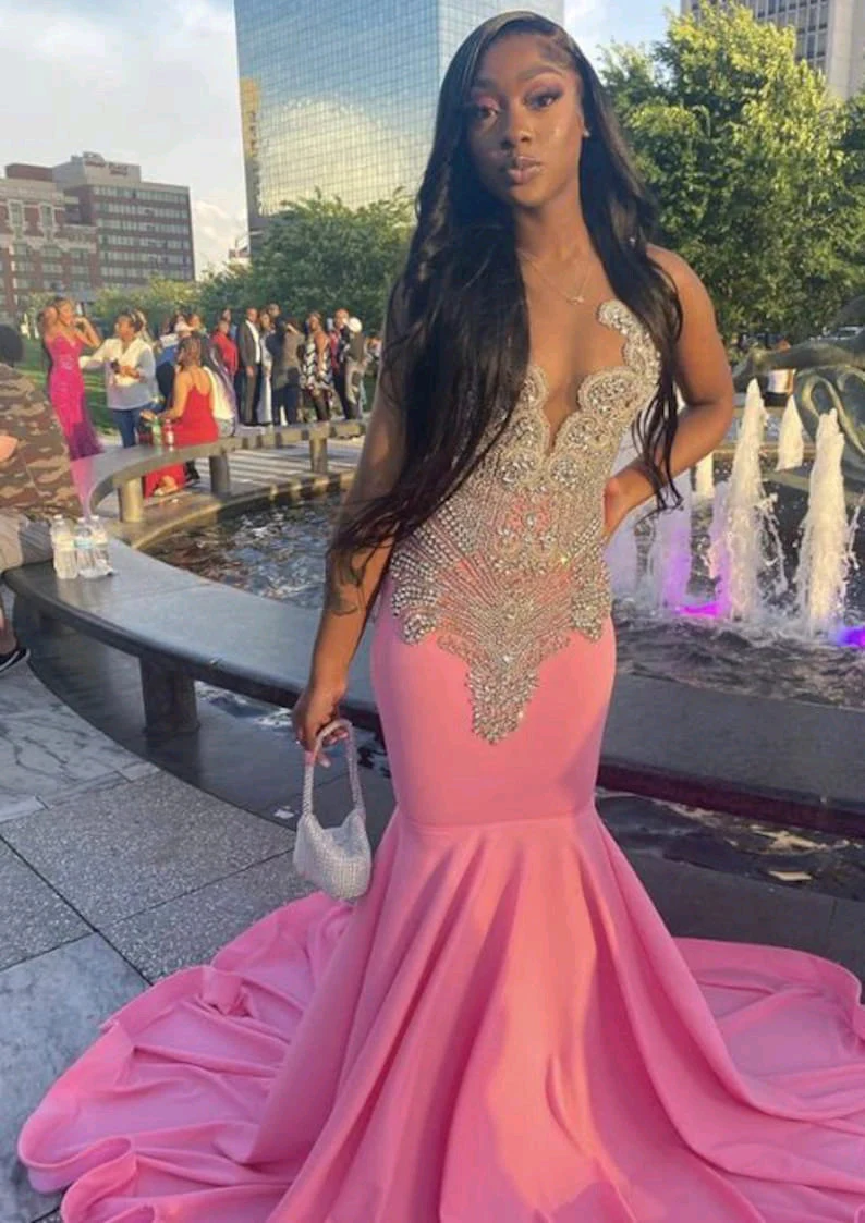 Pink Long Mermaid Prom Dress ,Elegant Evening Dress SH610