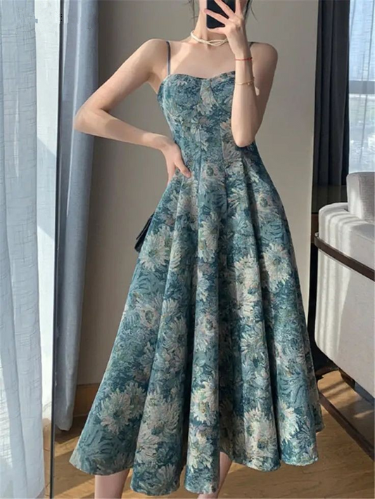 New Fashion Vintage Floral Evening Dress A Line Prom Dress SH1374