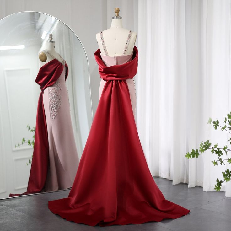 Elegant V Neck Satin Beaded Long Prom Dress Formal Evening Dress SH936