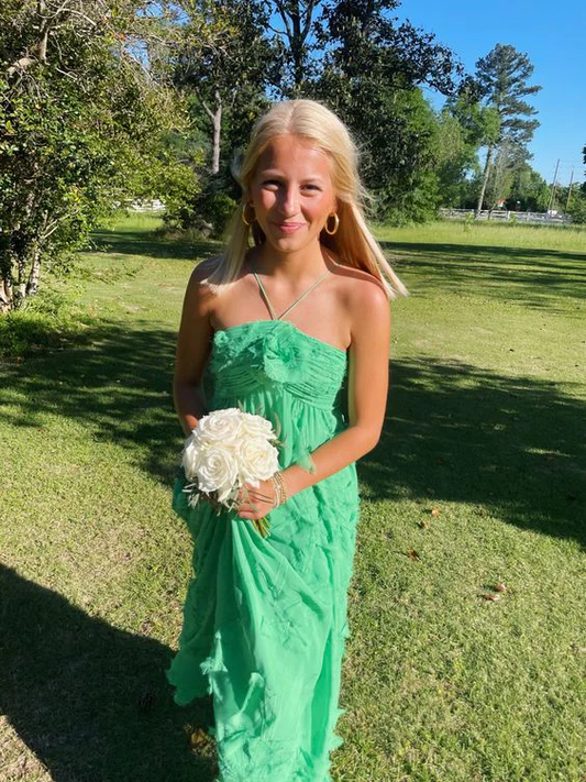 Simple Halter Green A Line Prom Dress Party Dress SH1193