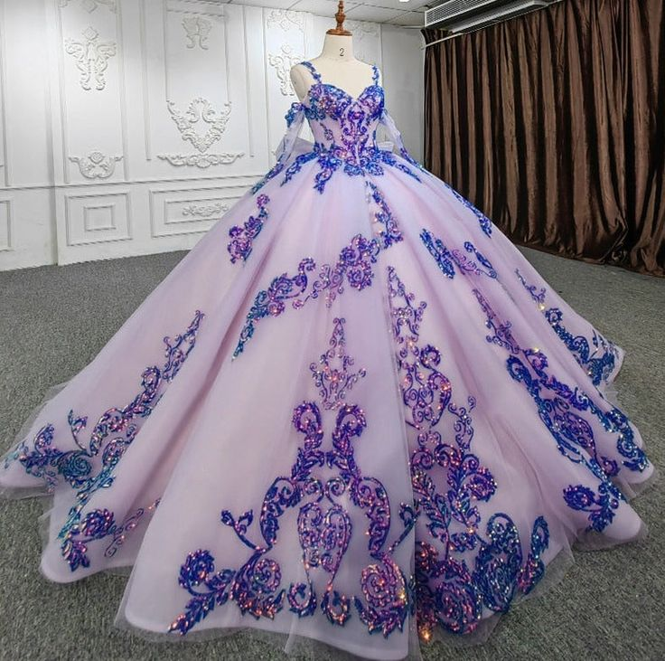 Gorgeous Purple Sweetheart Evening Party Dress Sequin Ball Gown Quinceanera Dress Long Prom Dress SH1067