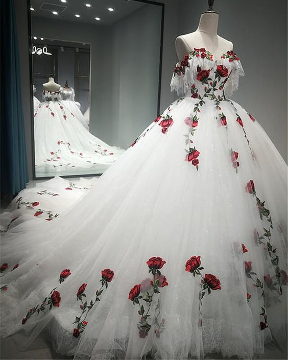 Charming White Quinceanera Dresses Long Prom Dress Wedding Dress SH931