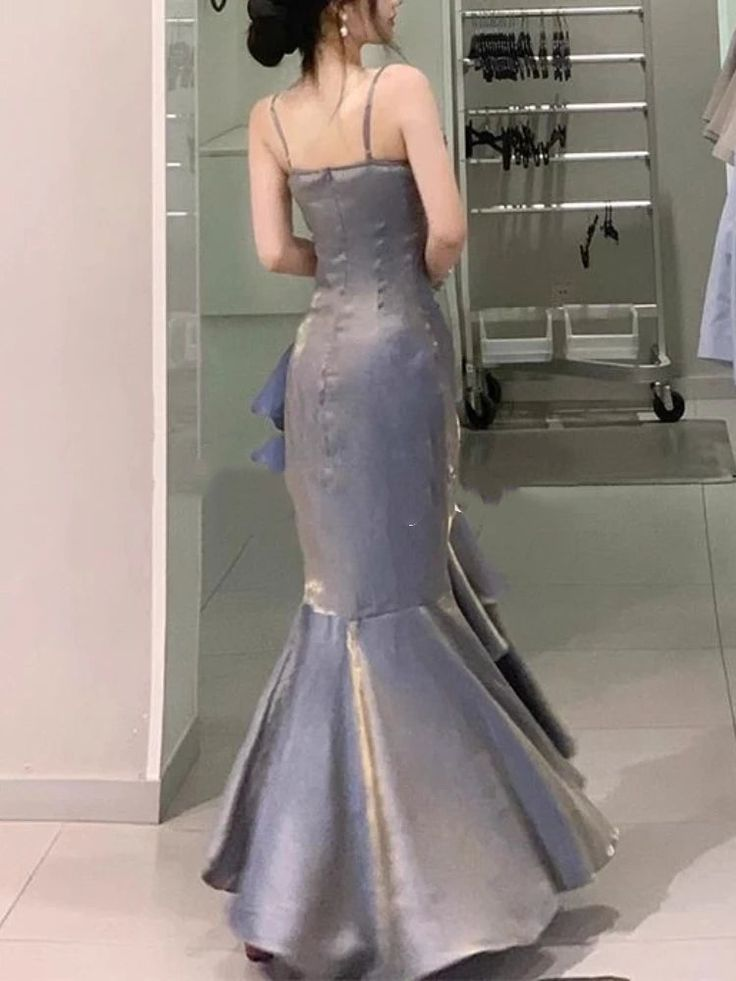 Luxury Sheath Mermaid Spaghetti Straps Prom Dress Evening Party Dress SH1308