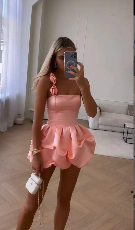 Cute Pink Ruffles Short Prom Dress Homecoming Dress SH1151
