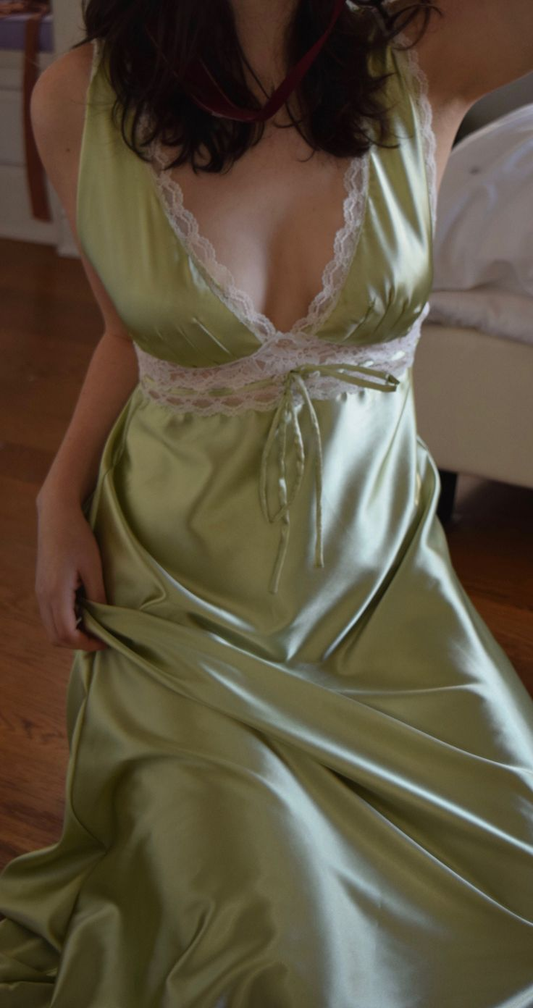 Vintage Style Sage Green Long Prom Dress Sexy Party Dress SH1366