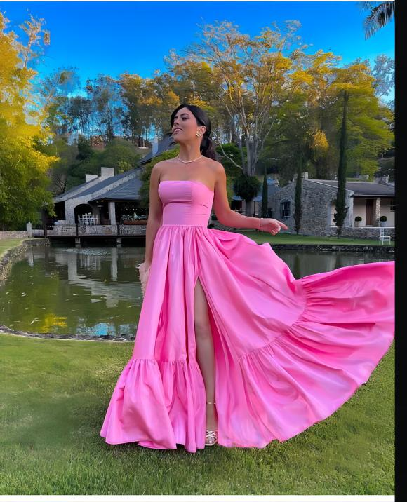 Classic Strapless Pink A-Line Prom Dresses, Formal Party Gown SH632