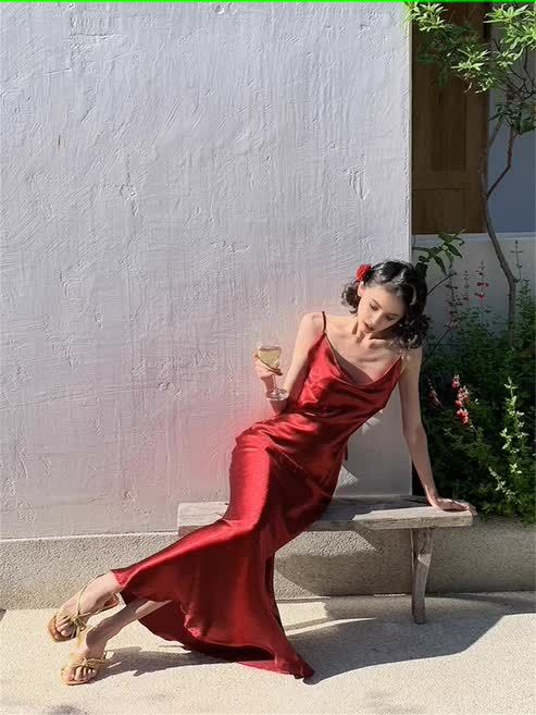Mermaid Straps Burgundy Prom Dress Birthday Outfits SH1218