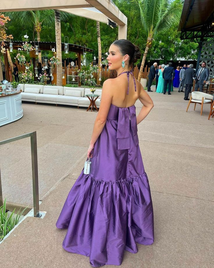 Sexy Purple Long Party Prom Dress Halter Evening Dress SH1493