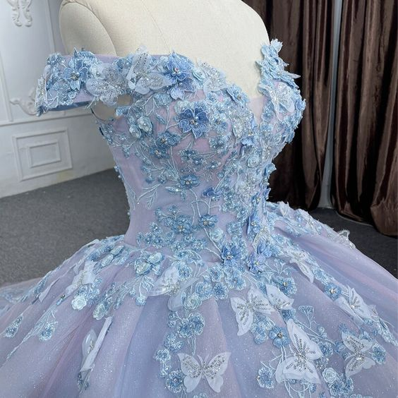 Gorgeous Purple Off The Shoulder Applique Prom Dress Sweet 16 Dress Quinceanera Dress SH969