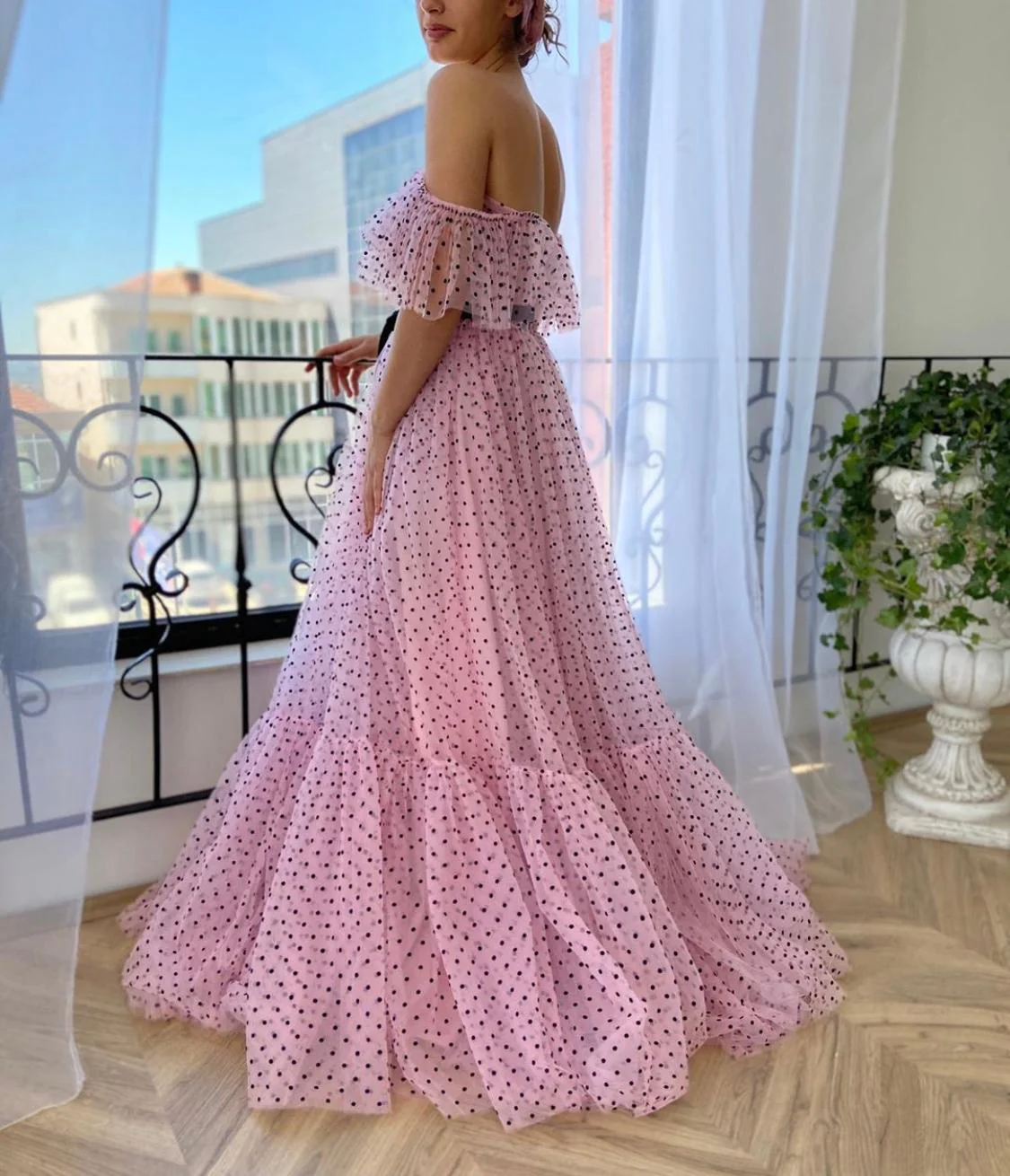 Cute Polka Dot Evening Dress Princess Tulle Long Prom Dress SH745