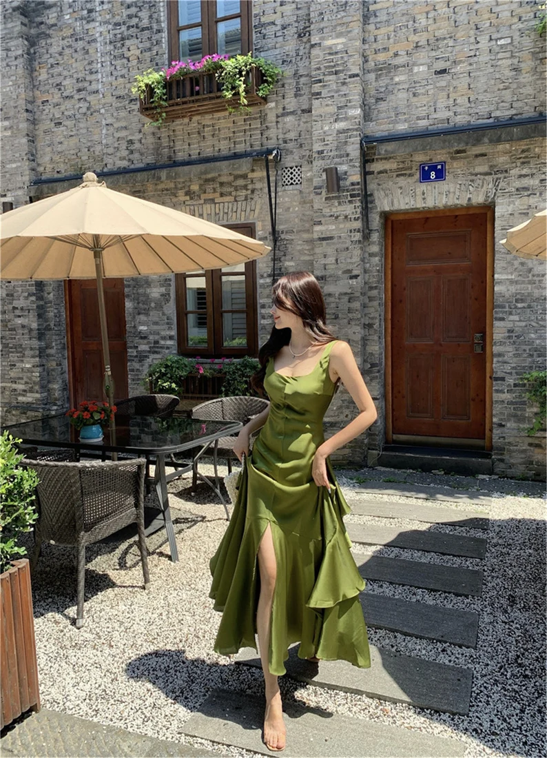 Elegant Backless Slip Vintage Prom Dress SH588