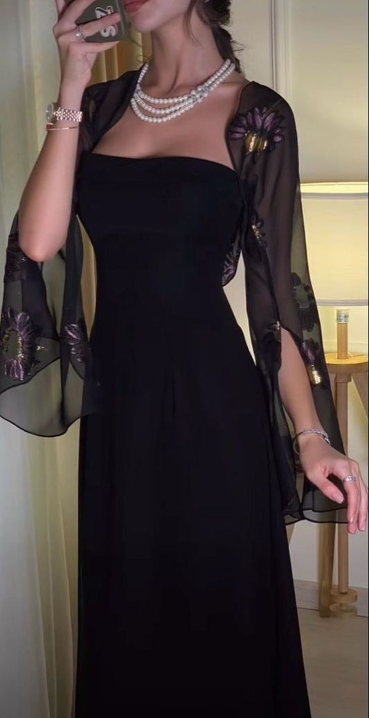 Elegant Strapless Long Prom Dress Black Formal Evening Dress SH1343
