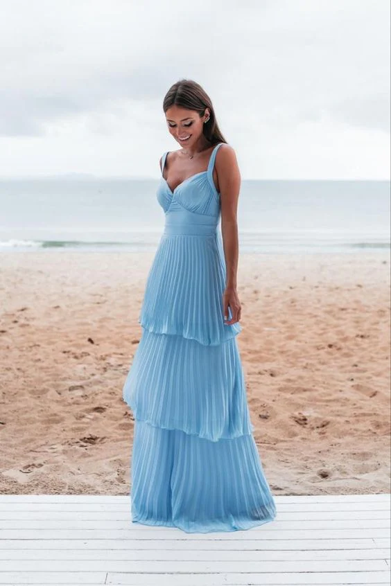 Elegant Blue Prom Dress Long Evening Dress SH1159