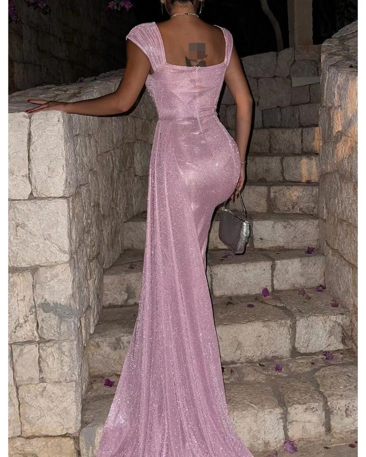 Sexy Pink V-Neck Mermaid Prom Dress Evening Dress SH1266
