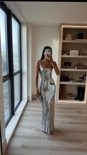 Silver Sequin Sexy Backless Prom Dress Mermaid Evening Dress SH1370
