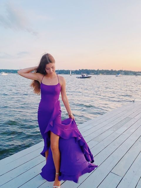 Charming Purple Long Prom Dress, Open Back Formal Dress Graduation Dresses SH612