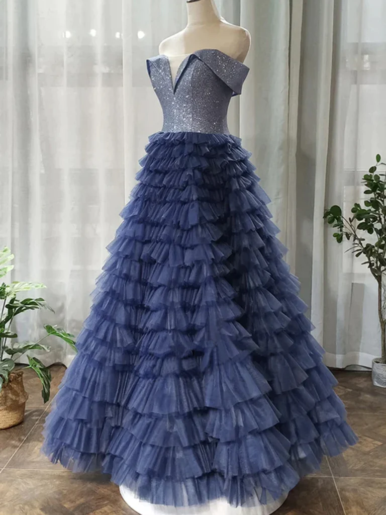Elegant Off Shoulder Sequins Top Long Prom Dresses, Formal Evening Dresses, Off the Shoulder Ball Gown SH851