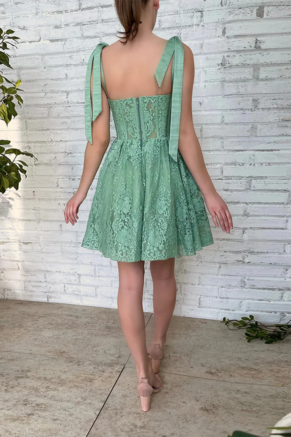 Green Sweetheart Lace  Homecoming Dress  SH578