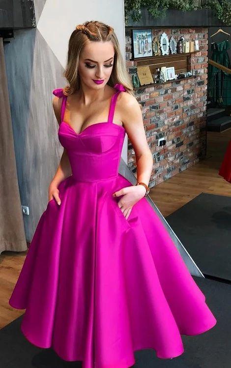 Straps Sweetheart Midi Homecoming Dress Formal Evening Gown SA1227