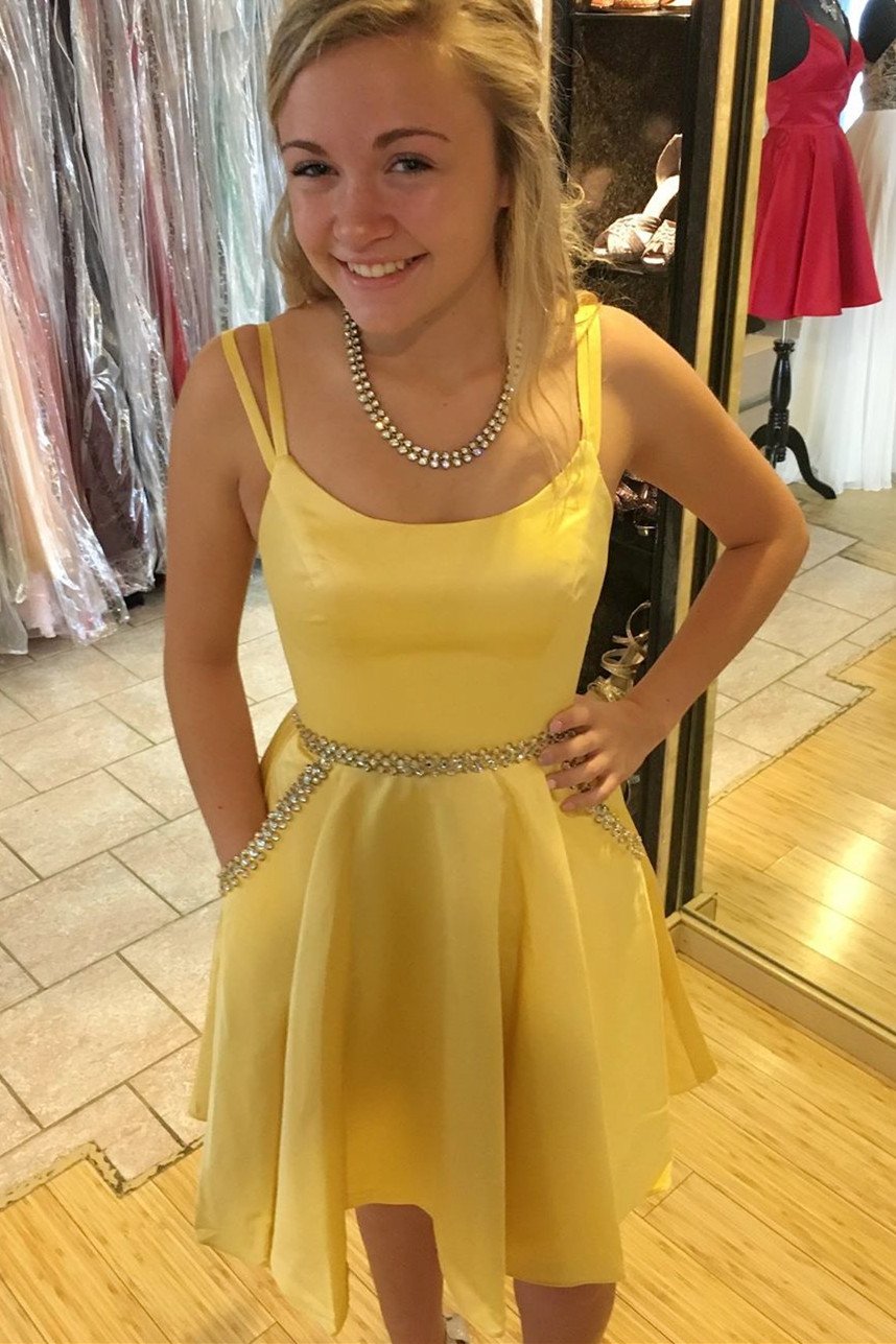 Yellow Homecoming Dress with Pockets SA489