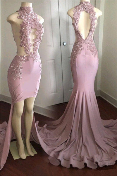 MODEST HIGH NECK LACE APPLIQUES PROM PARTY GOWNS PROM DRESS SA87