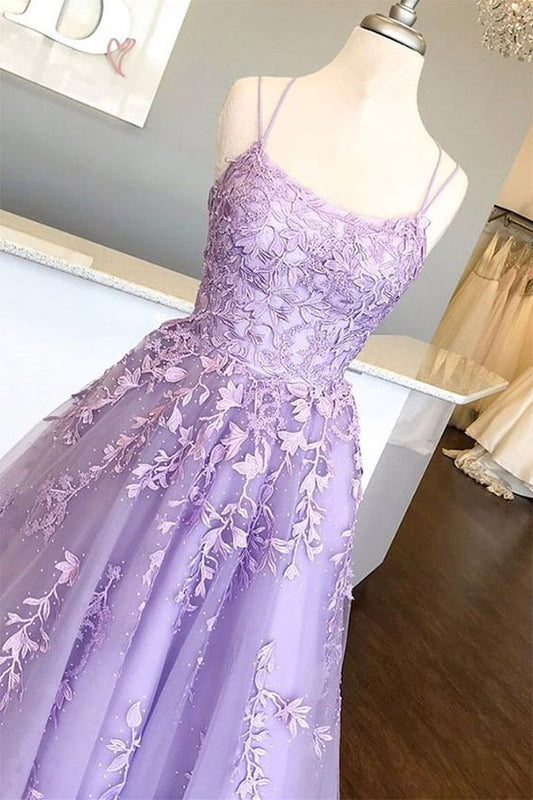 Lilac Prom Dresses with Appliques, Long Princess Prom Dress, Prom Dance Dress, Formal Prom Dress Long NN211