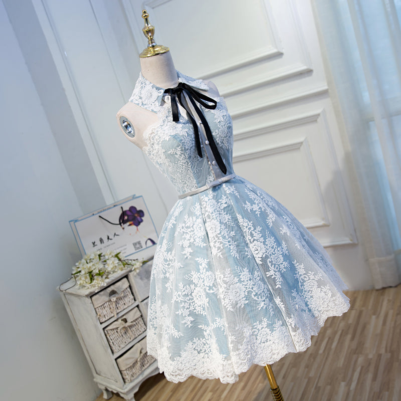 Gray Lace Hoco Dress Short Homecoming Dresses SH250