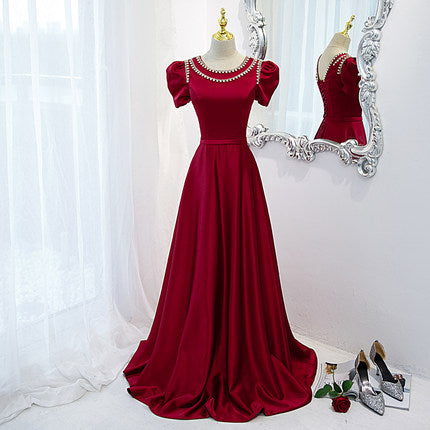 Simple Red Long Prom Dresses SH207