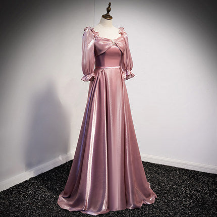 A Line Pink Long Prom Dresses SH203