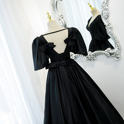 Ball Gown Black Long Prom Dresses SH190