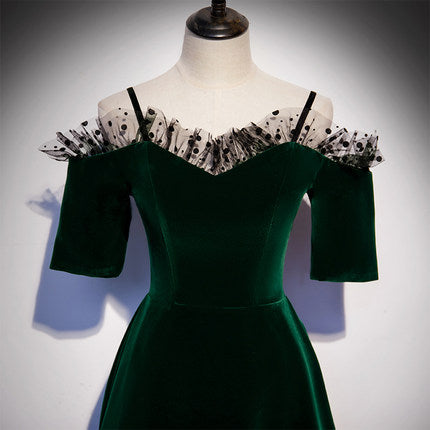 A line Dark Green Prom Dresses SH154
