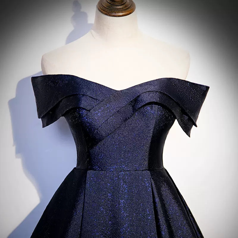 Navy Blue Sequin Prom Dresses Sexy Evening Dress SH085