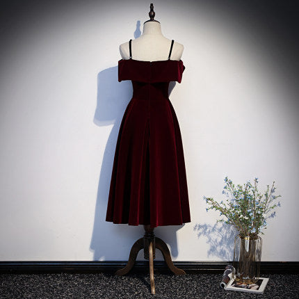 A line Red Prom Dresses Short Bridesmaid Dress SH211