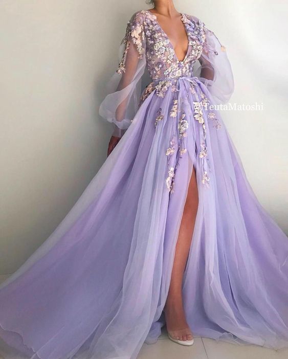 tulle long prom dress evening dress S679