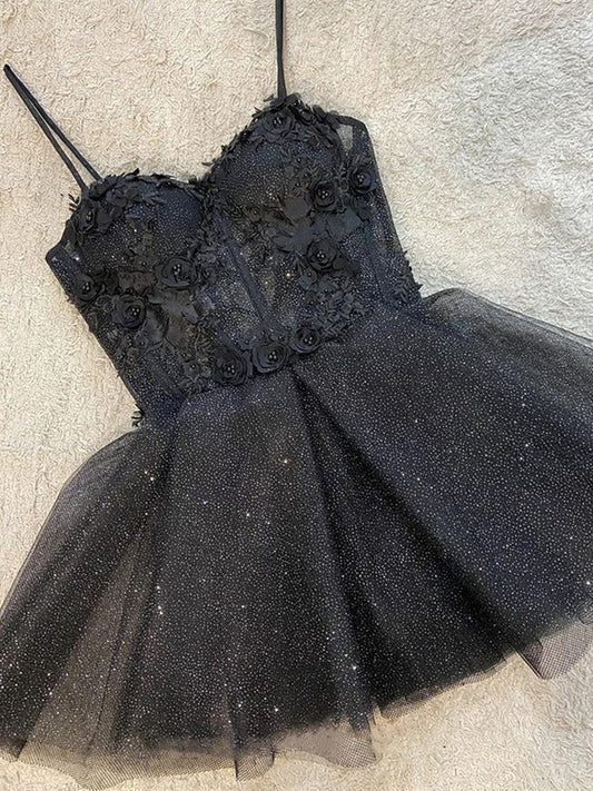 Short Black Lace Homecoming Dresses SH022