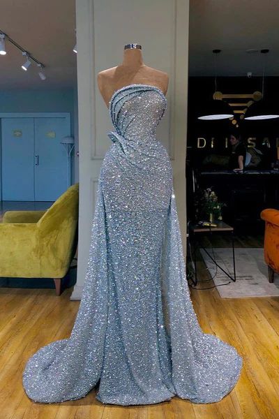 Charming Starpless Sequins Beads Long Prom Dress Evening Dress SH318