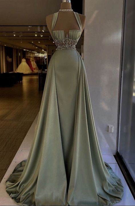 Vintage Sage Green Prom Dress Long Prom Dresses SH344