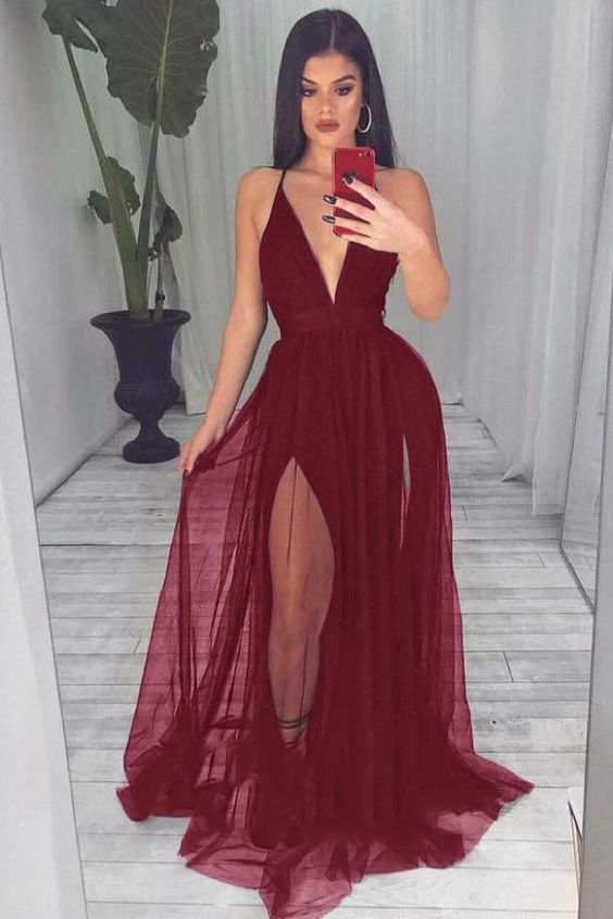 Sexy Women V Neck Evening Party Dress Long Prom Gown SH417