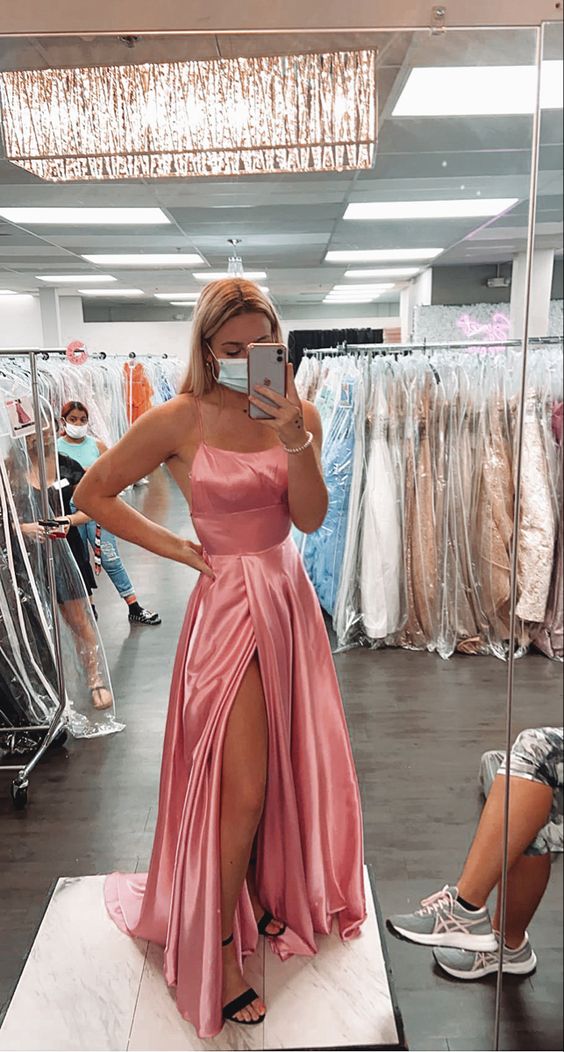 Elegant Simple Pink Long Prom Dress SH429