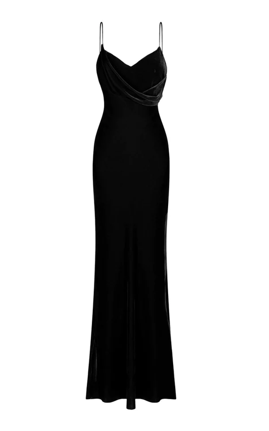 Spaghetti-Straps Mermaid Ruffles Black Prom Dress SH530