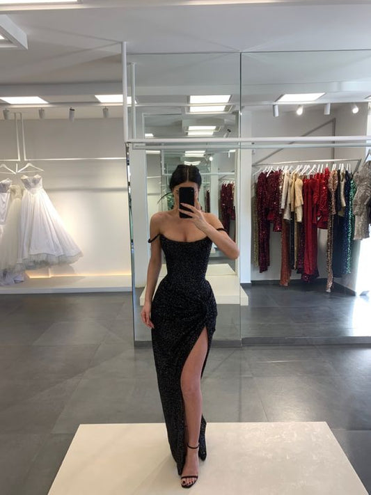 Gorgeous Prom Dresses,Sequin Evening Dresses,Long Formal Gowns,Black Formal Dress SH537
