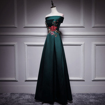 A line Dark Green Long Prom Dresses SH174