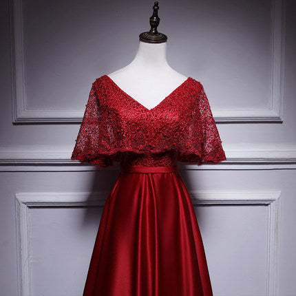 A line Red Prom Dresses Short Bridesmaid Dress SH206