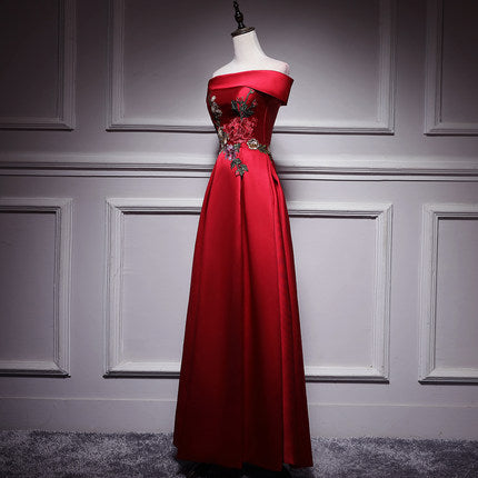 A line Red Long Prom Dresses SH191