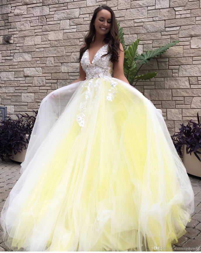 Yellow Prom Dresses Evening Dress Fairy Formal Gowns Party Wear V17