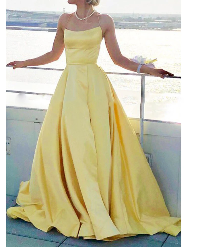Yellow Floor Length Ball Gown Prom Dresses Y1041