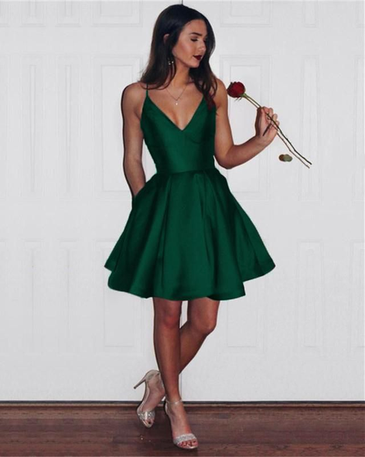 A-line Short Prom Dress Dark Green Homecoming Dress MY1290