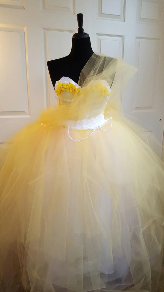 Yellow Prom Dresses Evening Dress Fairy Formal Gowns Party Wear V16